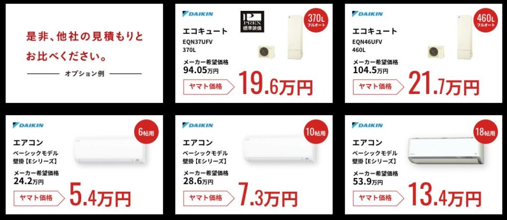 ヤマトホームのオプション価格